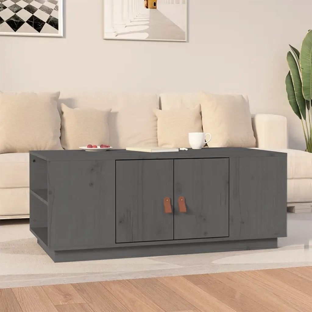 Tavolino da Salotto-Tavolino da soggiorno Grigio 100x50x41 cm Legno Massello di Pino 981188