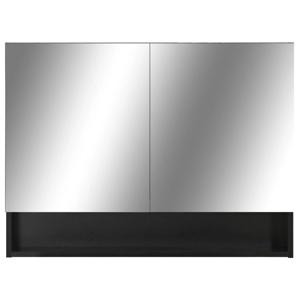 Mobiletto a specchio da bagno a LED 80 x 15 x 60 cm MDF nero 02_0006734