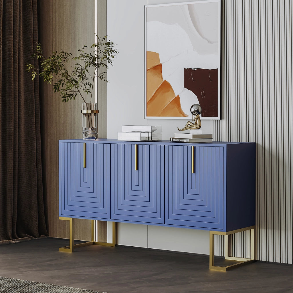 Credenza con 3 ante e ripiani regolabili; per soggiorno e cucina; in MDF; navy
