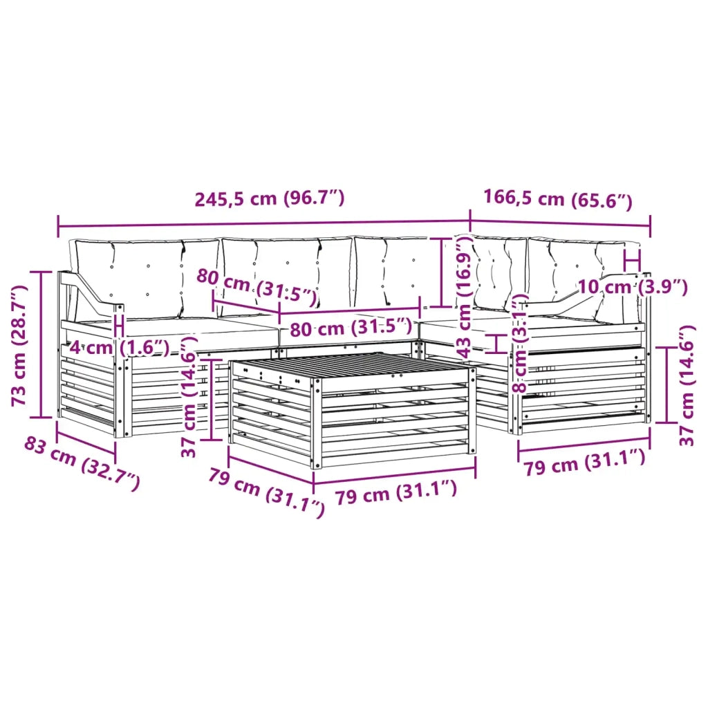 Set di divani da esterno con cuscino 5 pcs Naturale e Beige 3373438