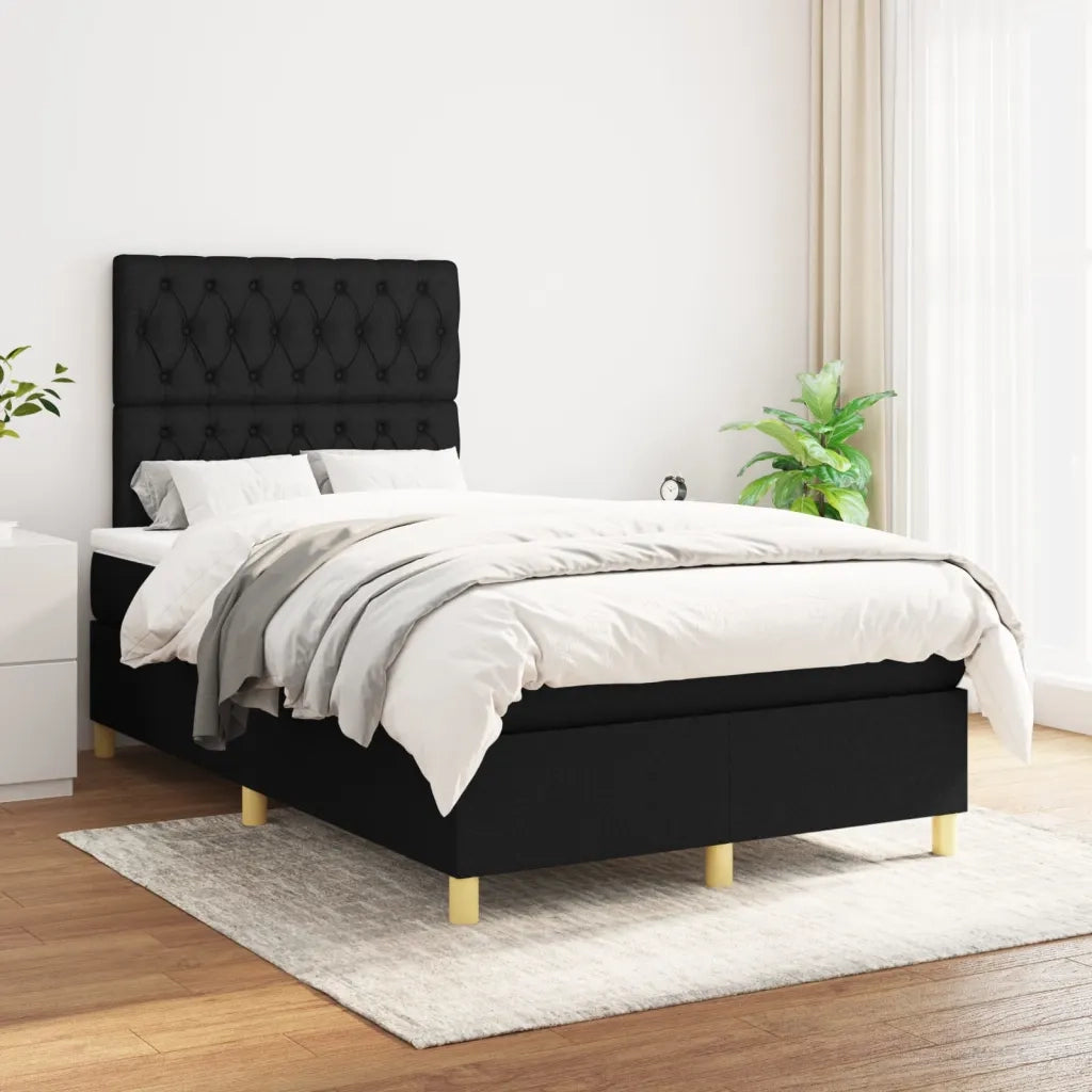 Giroletto a Molle con Materasso Nero 120x200 cm in Tessuto 3142563