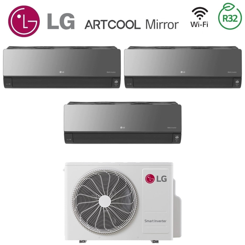 Climatizzatore Condizionatore LG Trial Split Inverter serie ARTCOOL UV NANO MIRROR 9+9+12 con MU3R21 R-32 Wi-Fi Integrato 9000+9000+12000