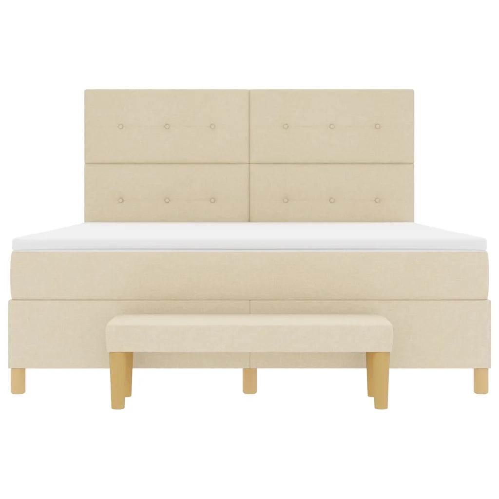 Letto a molle con testiera Crema 200 x 180 cm Tessuto 3344322