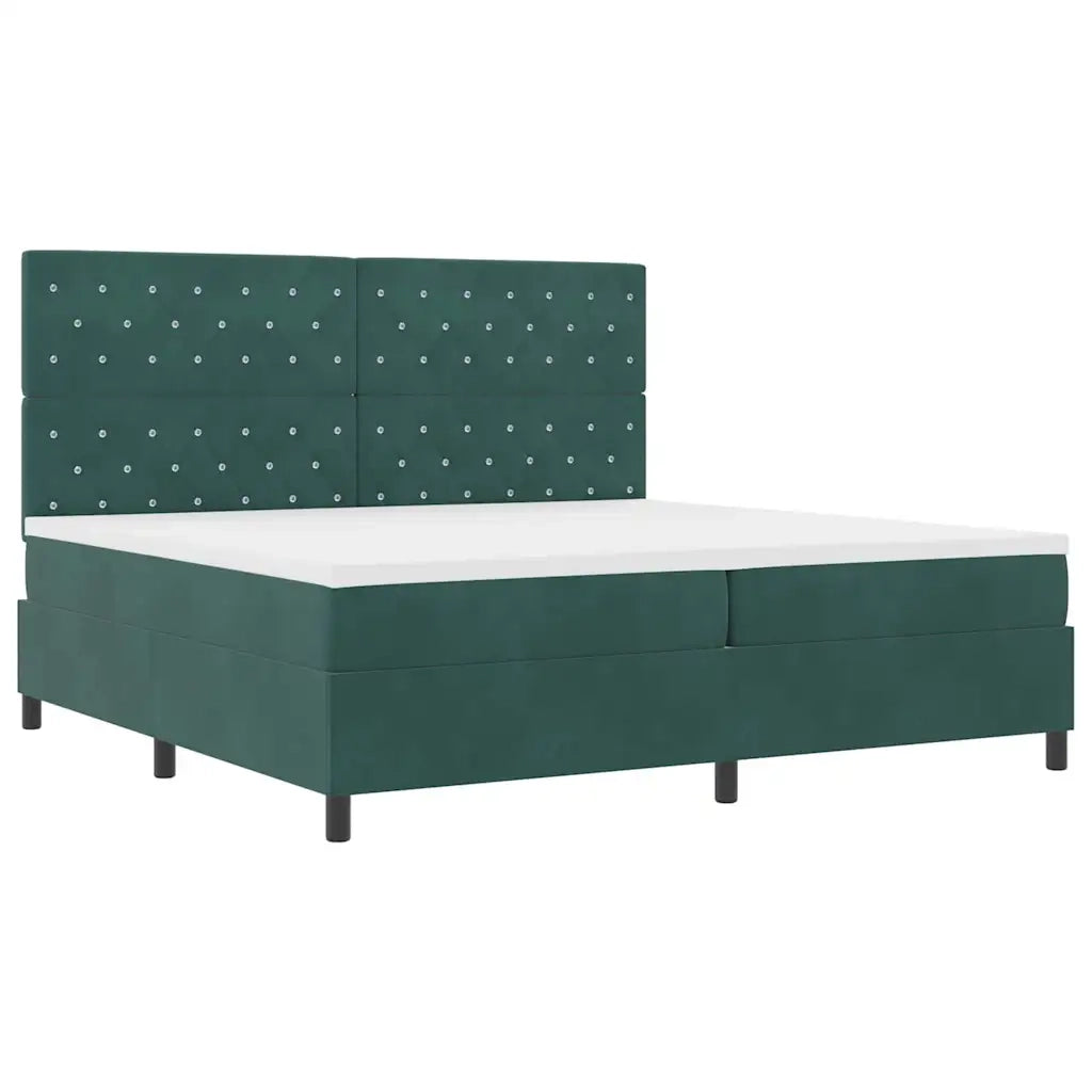 Letto a molle con materasso Verde Scuro 200 x 200 cm Velluto 3339791