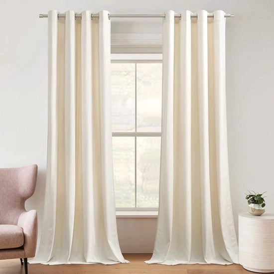 Set di tende in flanella pesante - Tende con anelli - Set da 2 - H 260 x B 132 cm - Tende opache - Tende in flanella oscuranti - Decorazione per finestre