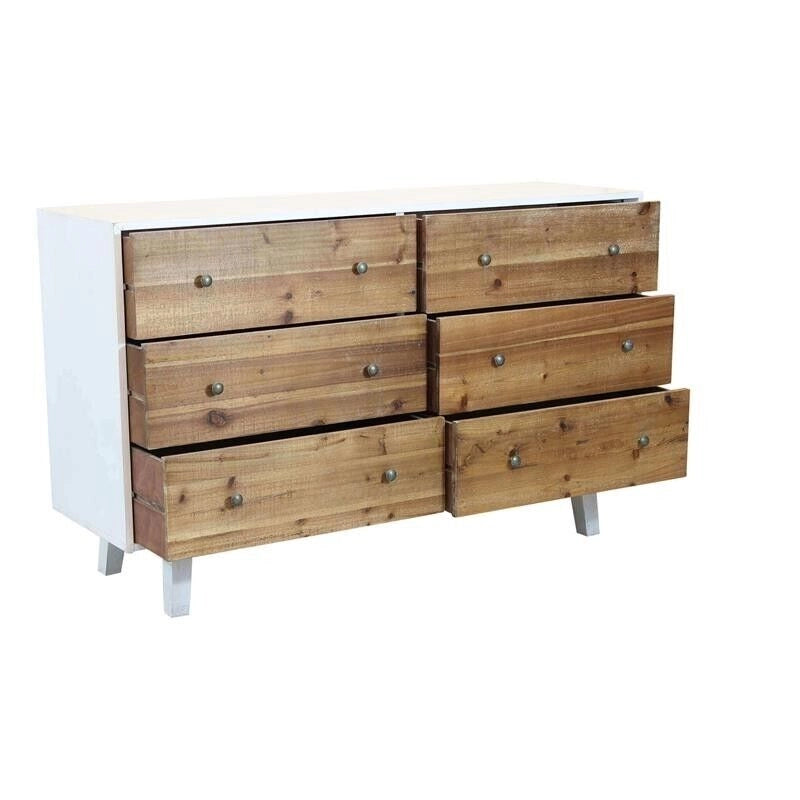 MOBILE BALDRIC IN LEGNO BIANCO CON 6 CASSETTI MARRONI 146 X 45 X H90 CM