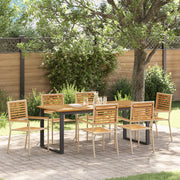 Set Pranzo Giardino  7 Pezzi Beige Polyrattan Acacia