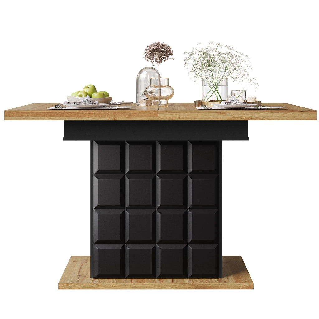 Tavolo da pranzo allungabile con sistema estraibile, piano ampio, per cucina e soggiorno, nero, 110 × 80 × 75 cm