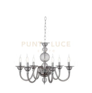 LAMPADARIO TEBE 6 LUCI FUME' E CROMO ATTACCO E14 D.70CM