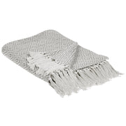 Coperta plaid con frange cotone taupe fatta a mano 125 x 150 cm stile boho camera da letto soggiorno