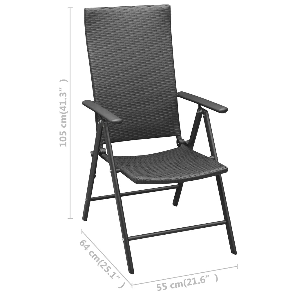 Sedie da Giardino 4 pz in Polyrattan Nero cod mxl 10001