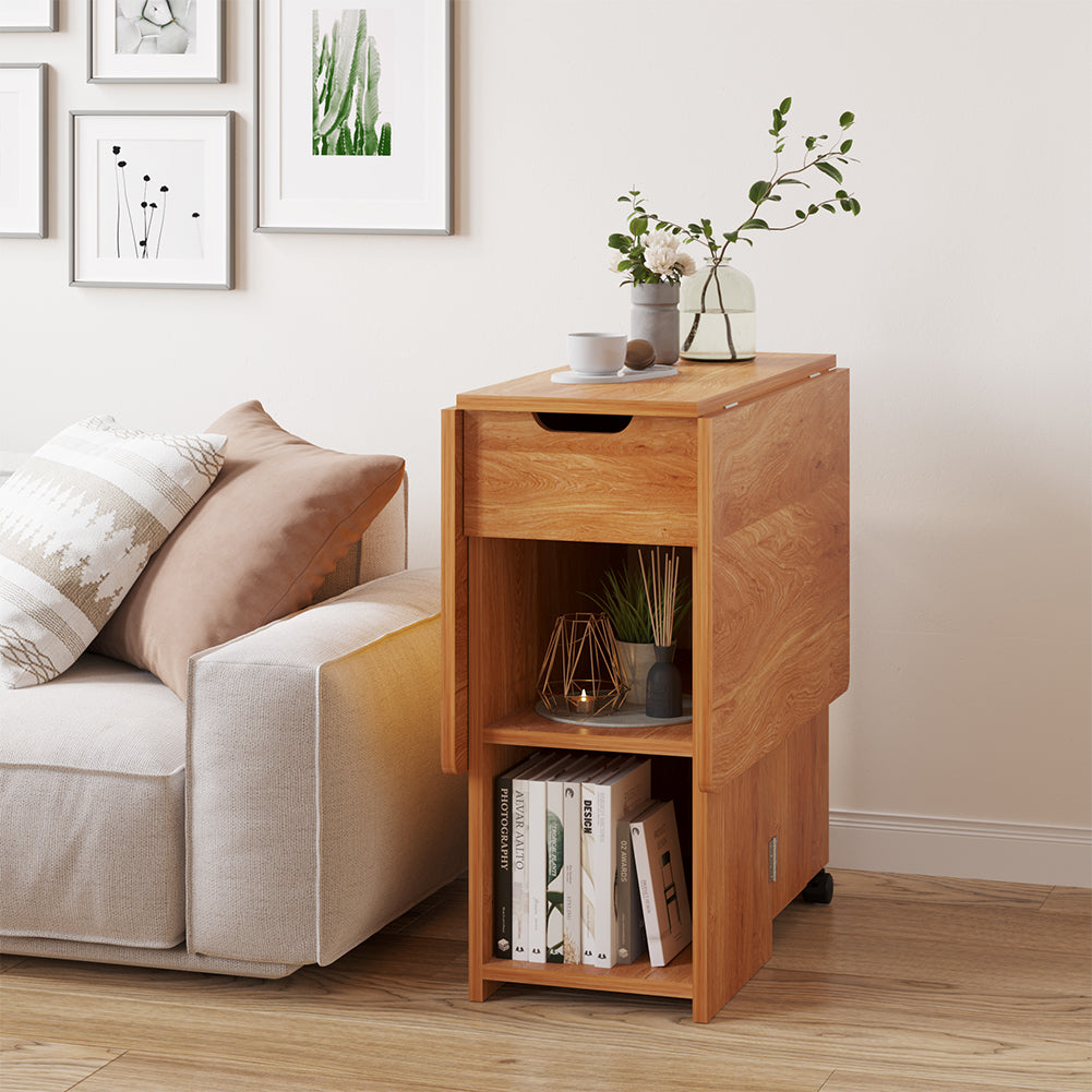 Tavolo Pieghevole Salvaspazio Anta a Ribalta 120x77x75 cm con Ruote Legno