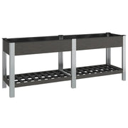 Fioriera rialzata per piante fiori patio o giardino con ripiano 200 x 50 x 75 cm WPC grigio 02_0039775