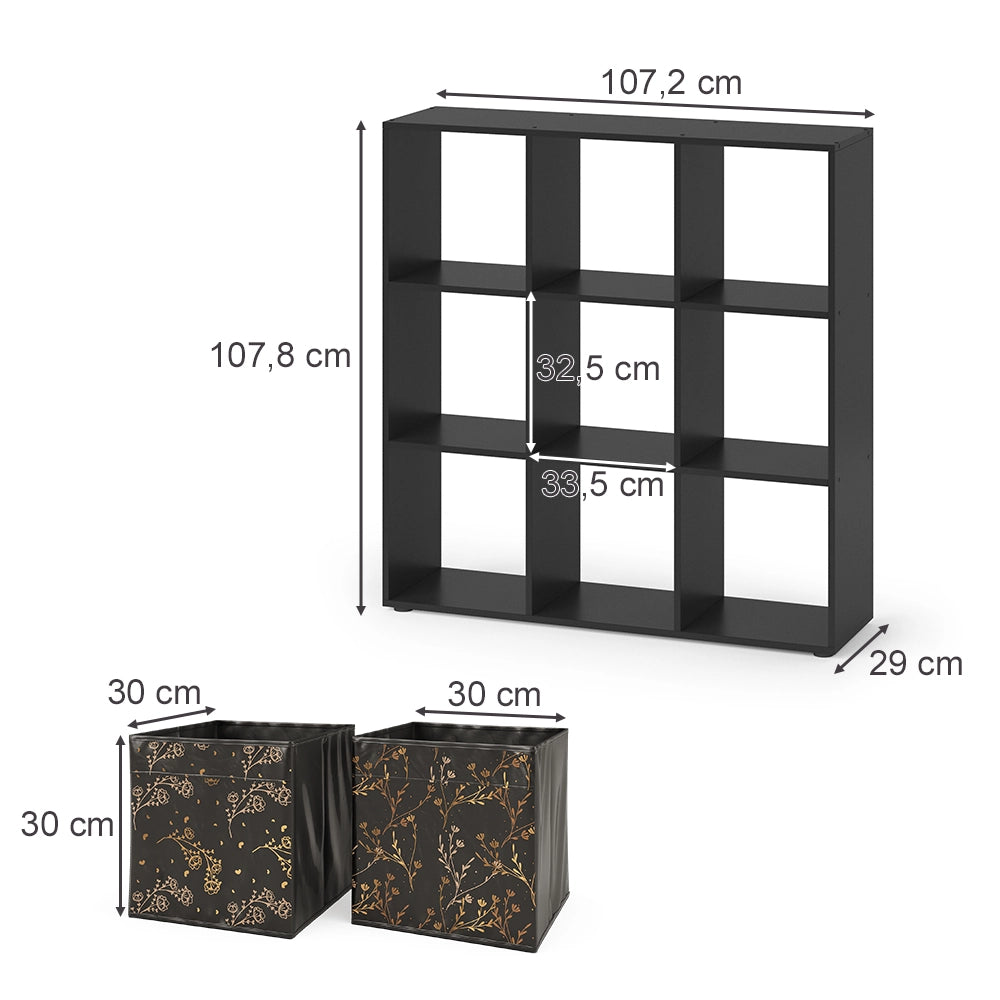 Vicco Scaffale Nero 104 x 108 cm con 4 scatole pieghevoli opt.2