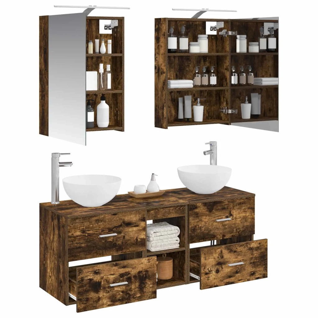 Set di mobili per il bagno 5 pcs Rovere Fumo 3406715