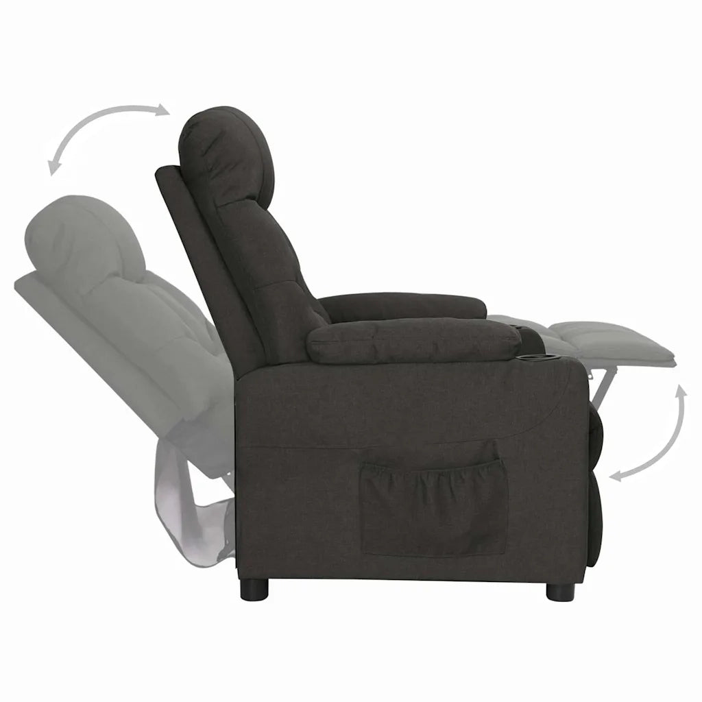 Divano Sedia-Poltrona Reclinabile in Tessuto Nero 569199