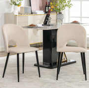 Set 2 sedie da pranzo in velluto beige con schienale