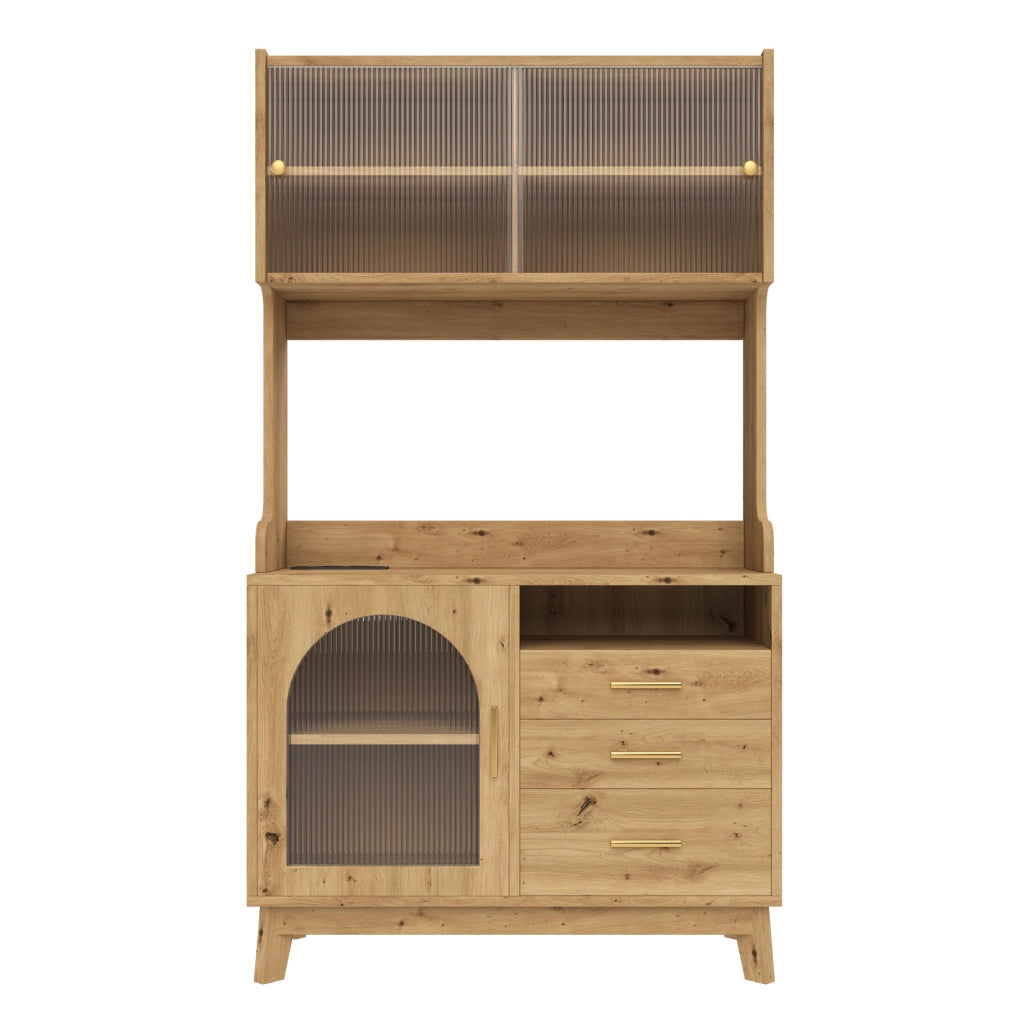 Credenza alta con ampio spazio contenitivo 100;5x40x178 cm in truciolare colore legno