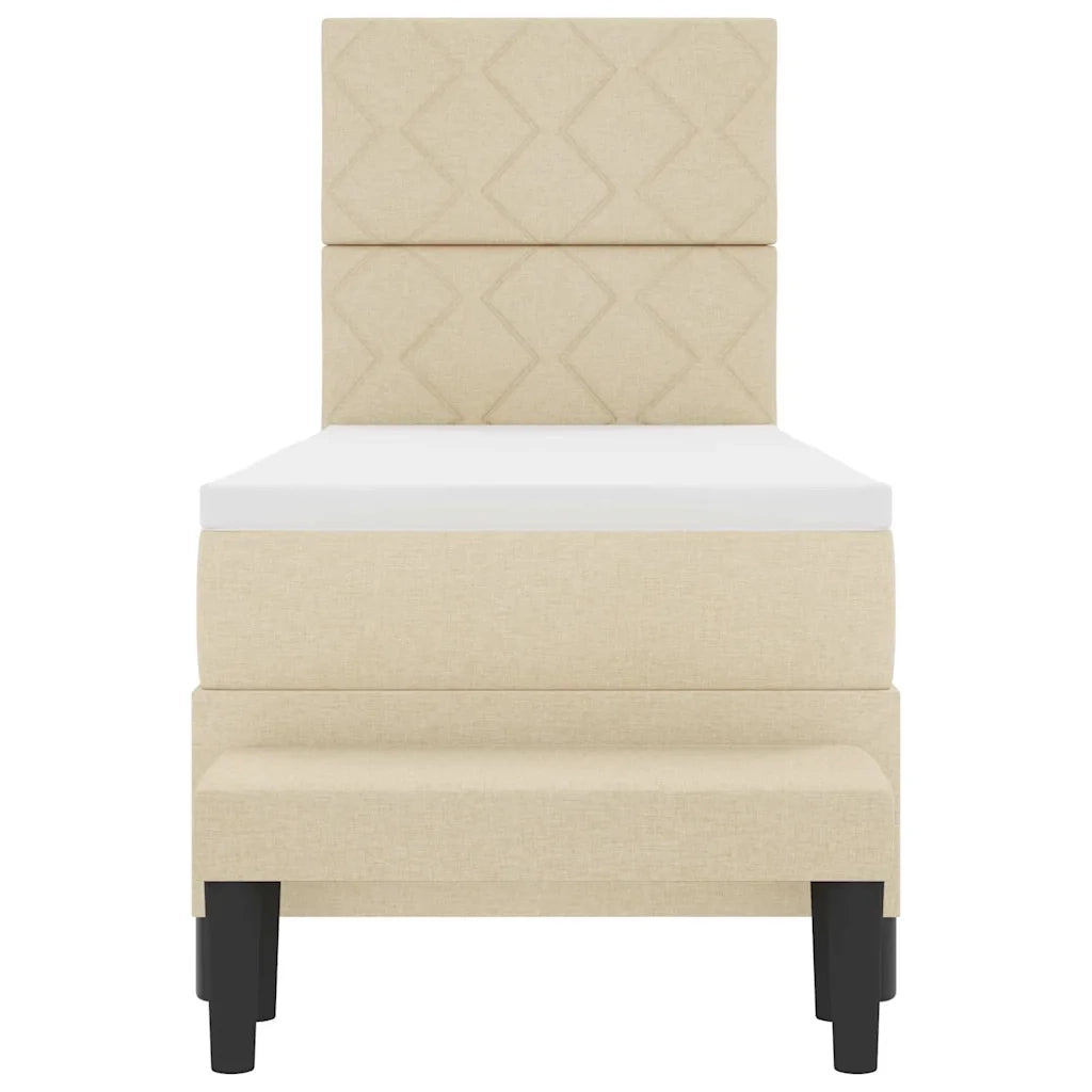 Letto a molle con testiera Crema 80 x 200 cm Tessuto 3344105