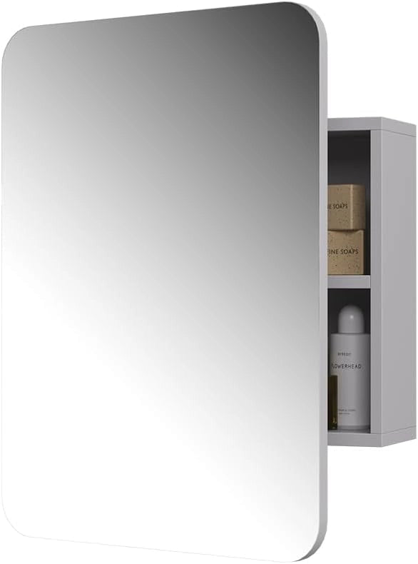 Specchio contenitore bagno Zino, Bianco, 65 x 50 cm con ripiani, Ordine ed eleganza per ogni bagno