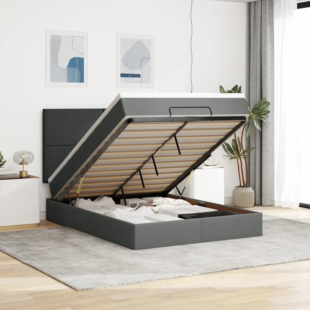 vidaXL Struttura Letto Pouf con Materasso 140x200 cm in Tessuto