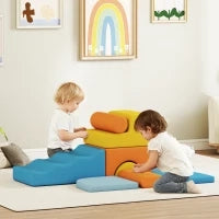 Set di 9 Blocchi in Schiuma per Bambini con Fodere in Velluto Lavabili, Multicolore
