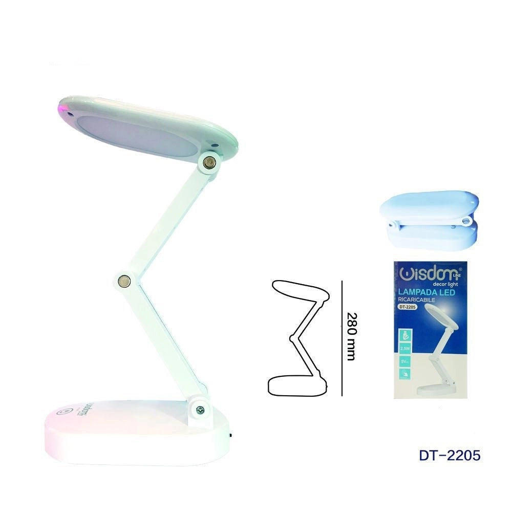 Trade Shop - Lampada Da Tavolo Led Ricaricabile Usb Pieghevole Richiudibile Touch 28cm Dt2205 -