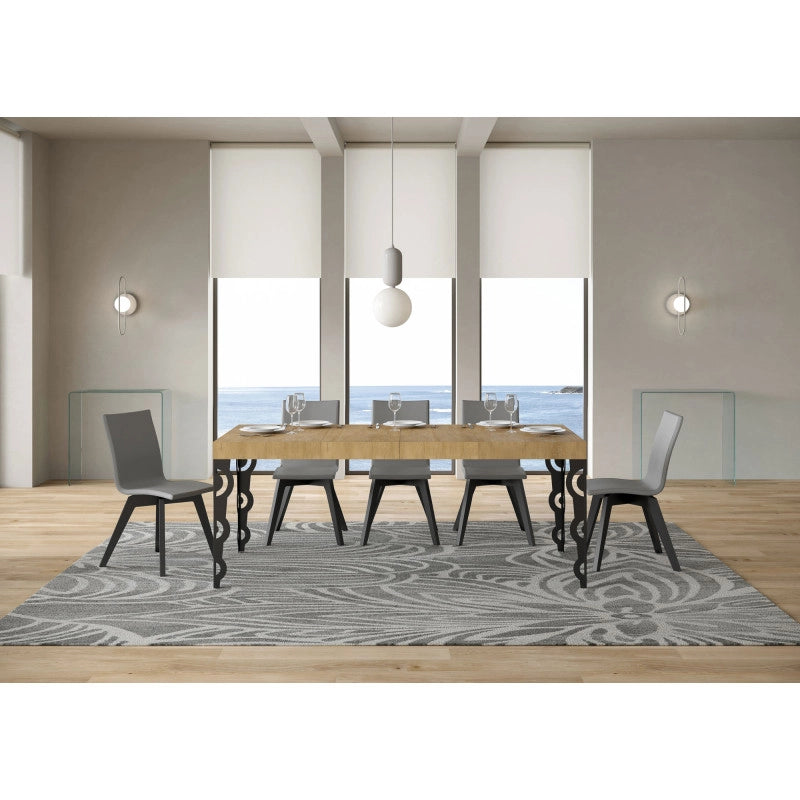 Tavolo allungabile 120/380x90 cm Karamay Premium telaio Antracite - Quercia Natura