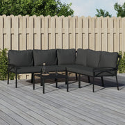 Set Salotto da Giardino 6pz con Cuscini Grigi in Acciaio 3187952