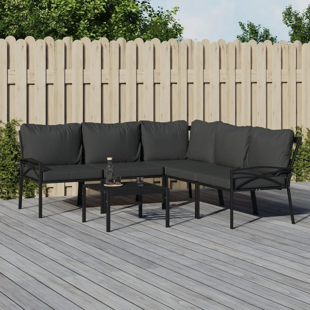 Set Salotto da Giardino 6pz con Cuscini Grigi in Acciaio 3187952