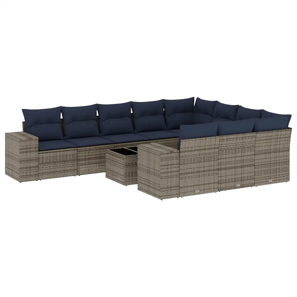 Set Divani da Giardino 11 pz con Cuscini Grigio in Polyrattan 3223100