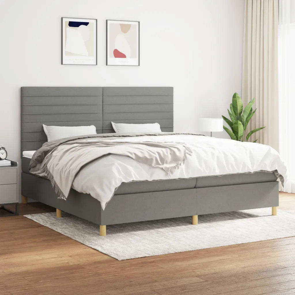 Giroletto a Molle con Materasso Grigio Scuro 200x200 cm Tessuto 3142442