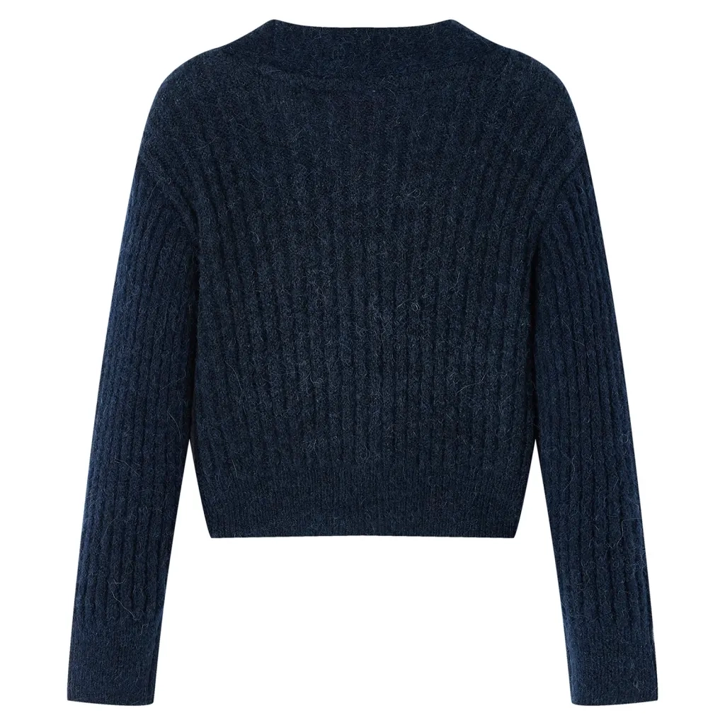 Cardigan da Bambina Lavorato a Mano Blu Marino 128 14955