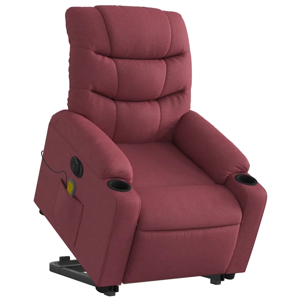 Poltrona Alzapersona Massaggiante Elettrica Rosso Vino Tessuto 3206675