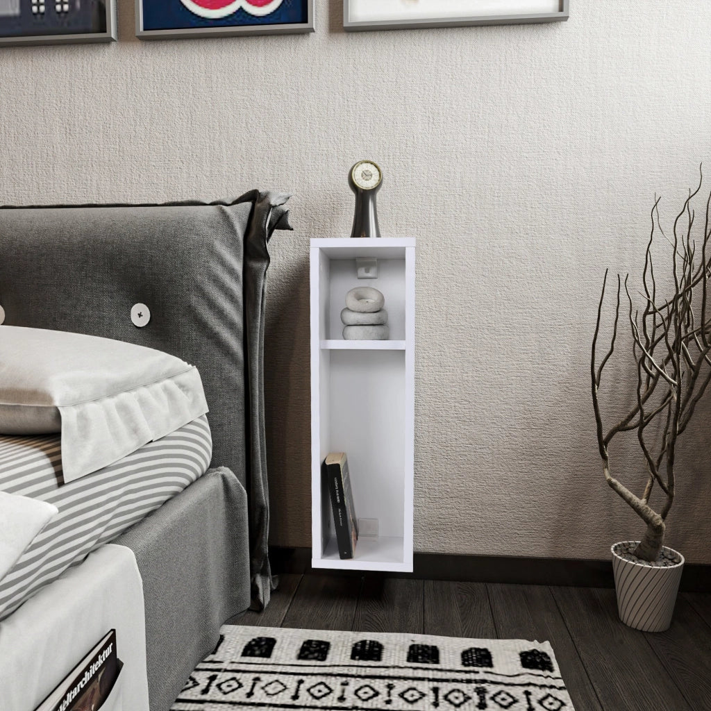 Comodino in legno "Turra" - 20 x 15 x 65 cm - Bianco