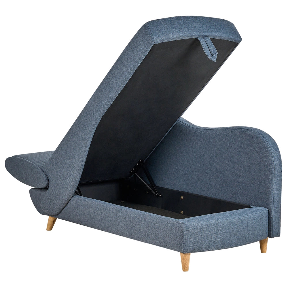 Chaise Longue in tessuto blu lato sinistro con contenitore stile moderno contemporaneo soggiorno