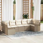 Set Divano da Giardino con cuscino 7 pcs Beige Poly Rattan 3345511