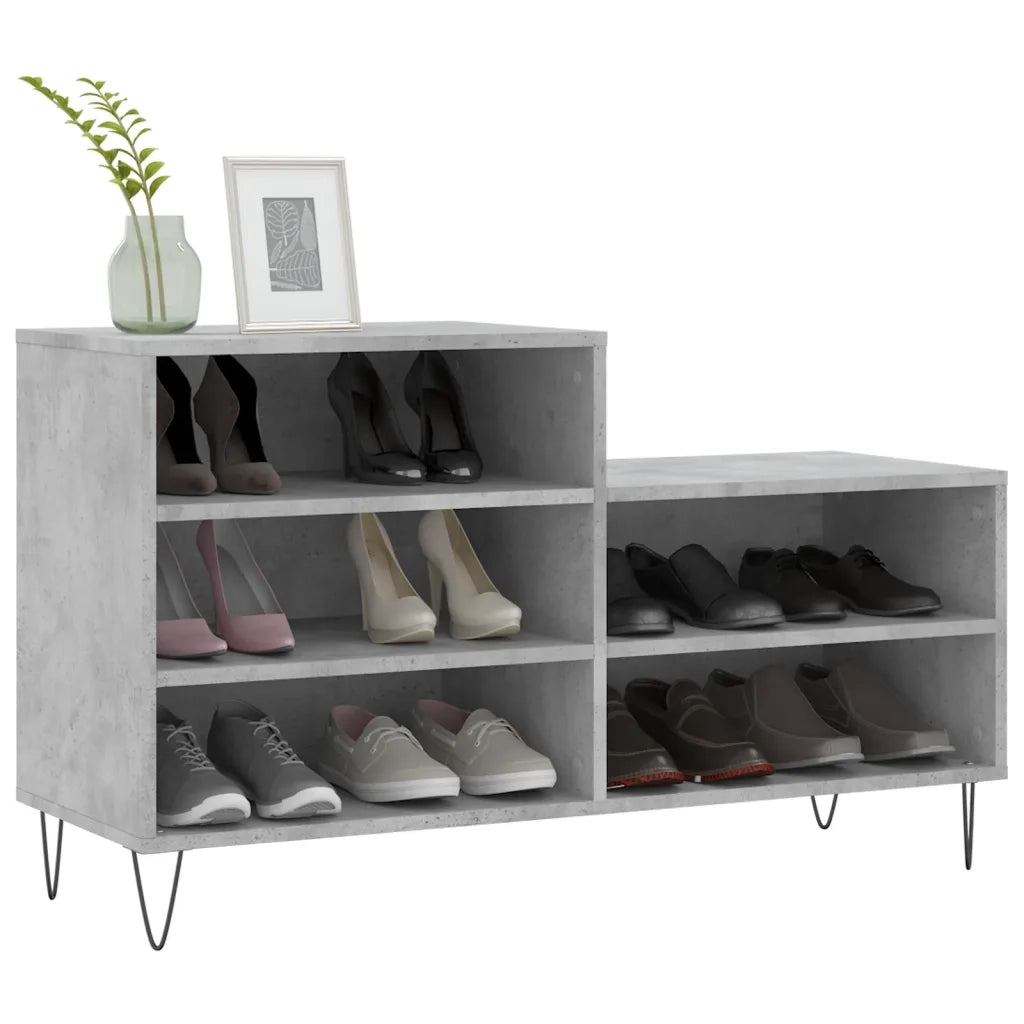 Scarpiera | Mobile per scarpe Grigio Cemento 102x36x60 cm in Legno Multistrato