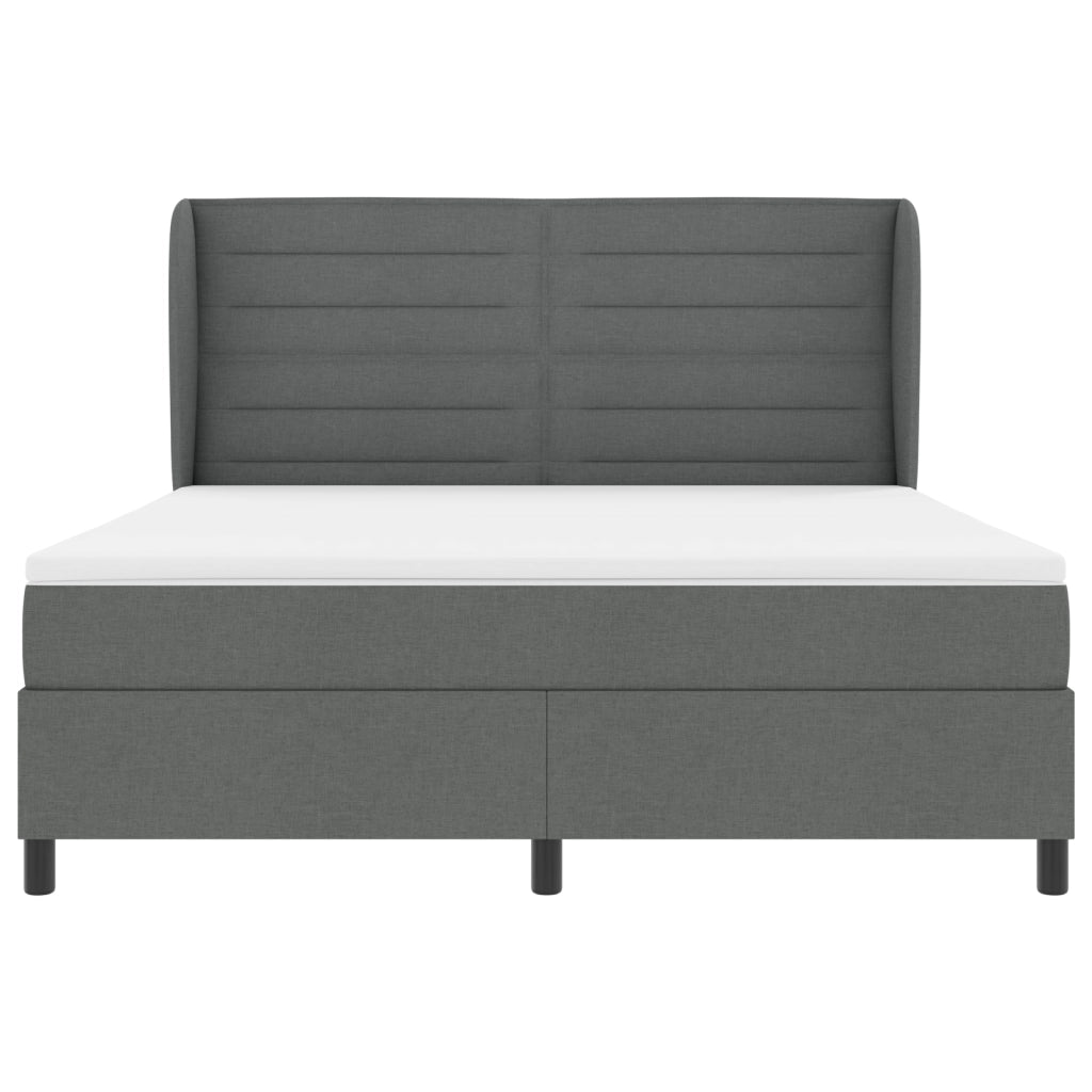 Letto con Rete a Molle e Materasso Grigio Scuro 180x200 cm Tessuto