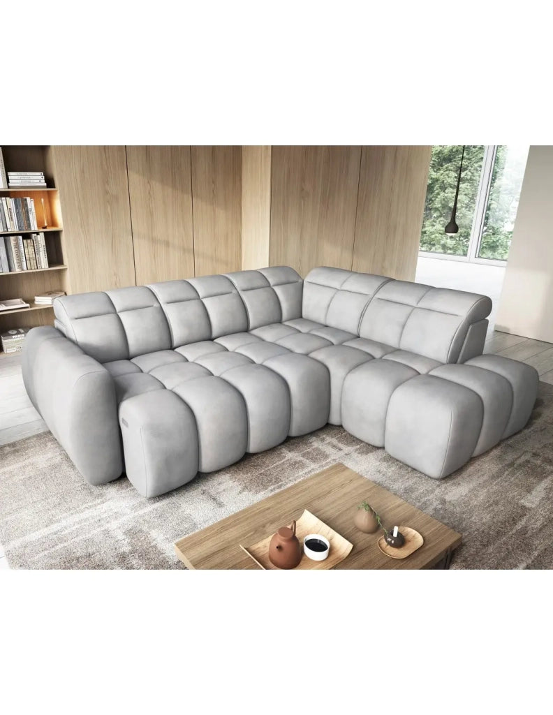 Divano ad angolo elettrico RONDA 4 posti grigio – angolo destro