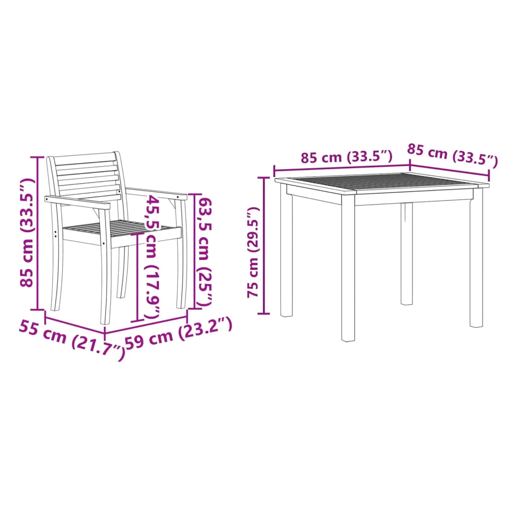 Set da Pranzo per Giardino 5 pcs Marrone 3375670