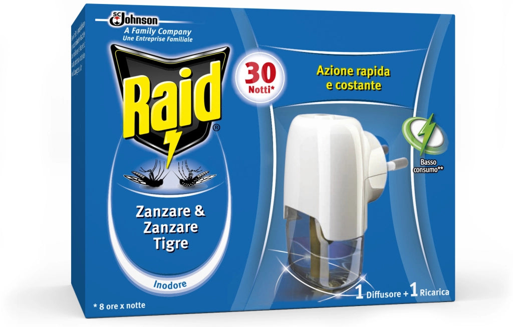 Raid ELETTROEMANATORE +RICARICA LIQUIDA 30 NOTTI 12.00 pz