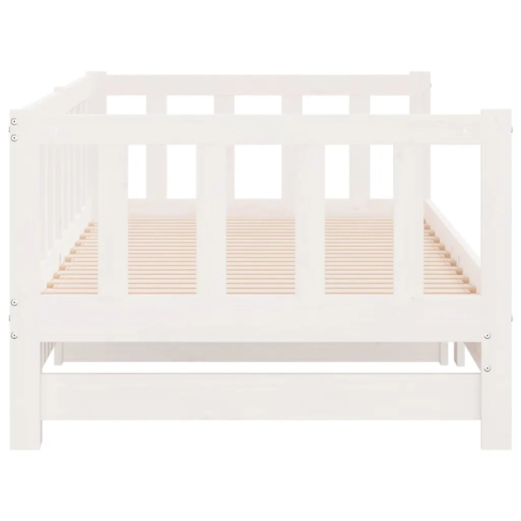 Dormeuse Estraibile Bianca 2x(90x200) cm Legno Massello di Pino