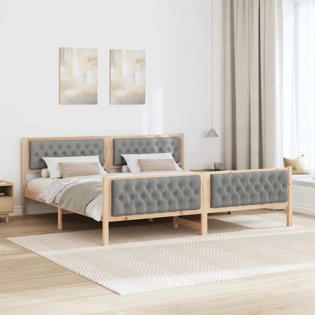 Struttura del letto Grigio chiaro 200 x 200 cm Pino massello 3394268