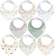 Set di 8 bandane per bambini, slabbettoni per bambini unisex, slabbettoni per bambini assorbenti, slabbettoni per bambini in cotone biologico, slabbettoni per bambini per bambini, slabbettoni per bambini contro il bavaglio (Prairie)