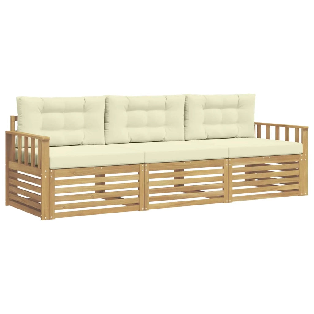 Set di divani da esterno 3 pcs Bianco e Crema Poliestere 3389955