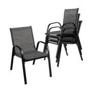 Set di 2 sedie da giardino impilabili 83 x 67 x 55 cm comfort ergonomico design contemporaneo acciaio nero 20_0012444
