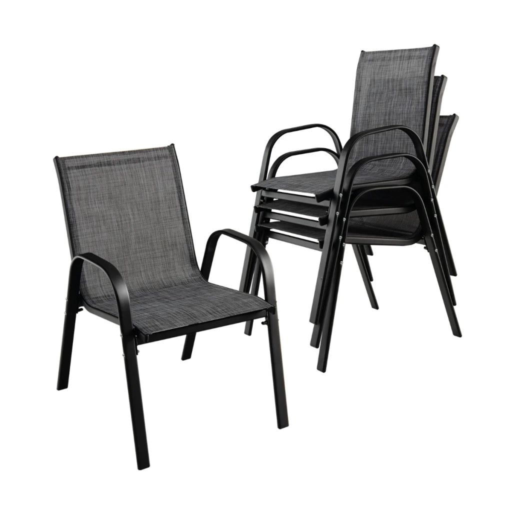 Set di 2 sedie da giardino impilabili 83 x 67 x 55 cm comfort ergonomico design contemporaneo acciaio nero 20_0012444