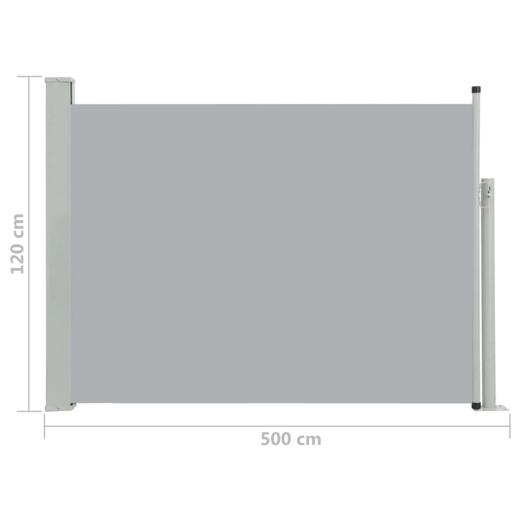 Tenda da sole laterale retrattile/schermo privacy per patio giardino terrazza balcone 120 x 500 cm grigio 02_0007224