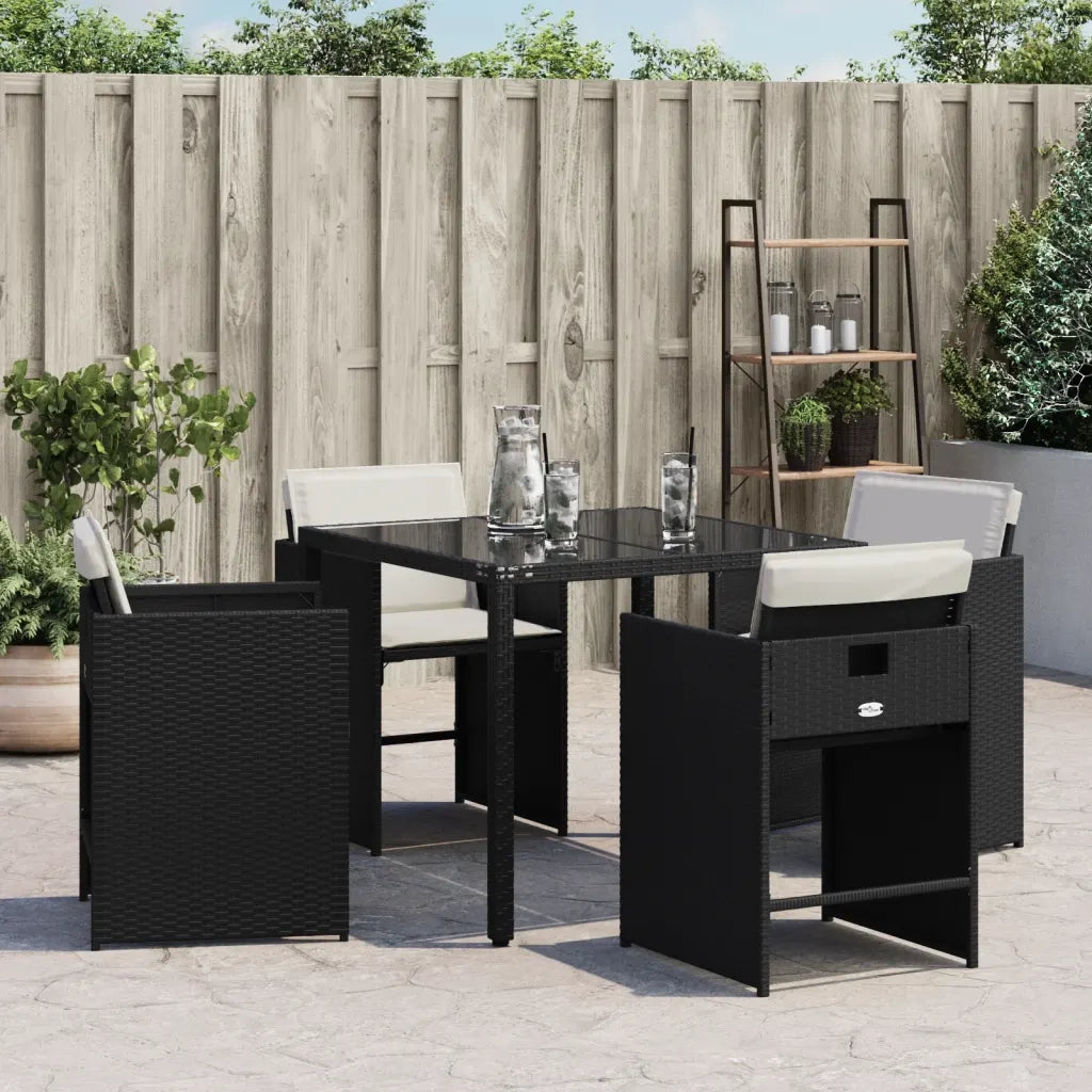 Sedie da Giardino con Cuscini 4 pz Nere in Polyrattan 4007455